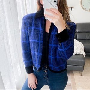 St. John by Marie Gray Blue and Black Knit Jacket